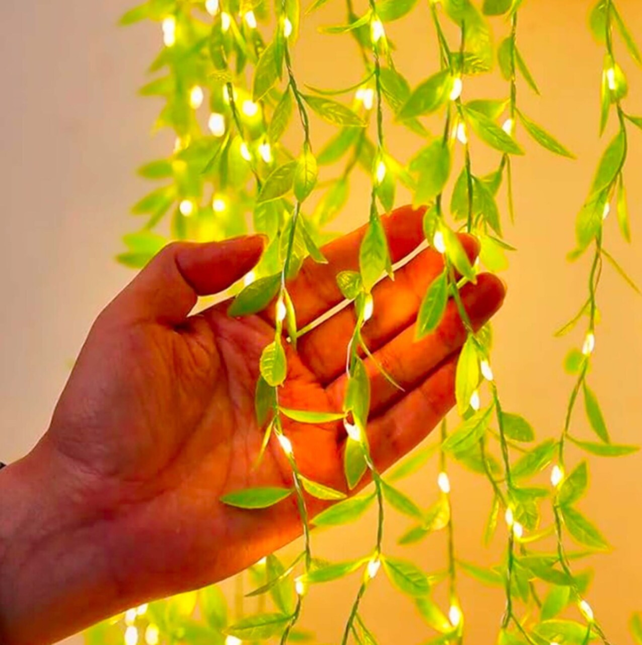 96 LED Green Leaf Vine Fairy Light Curtain For Christmas